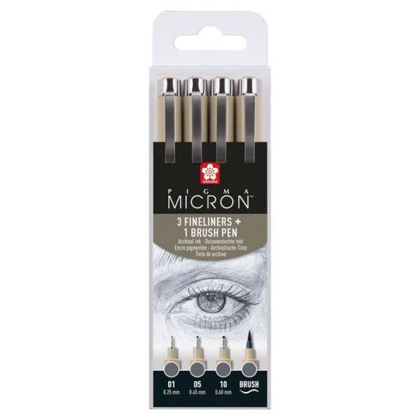 Műszaki tollkészlet Sakura Pigma Micron 3 fineliners a brush pen |