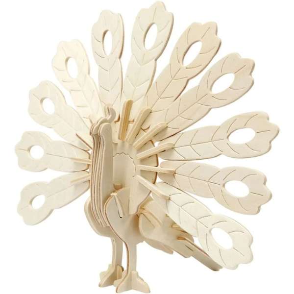3D fából készült páva modell