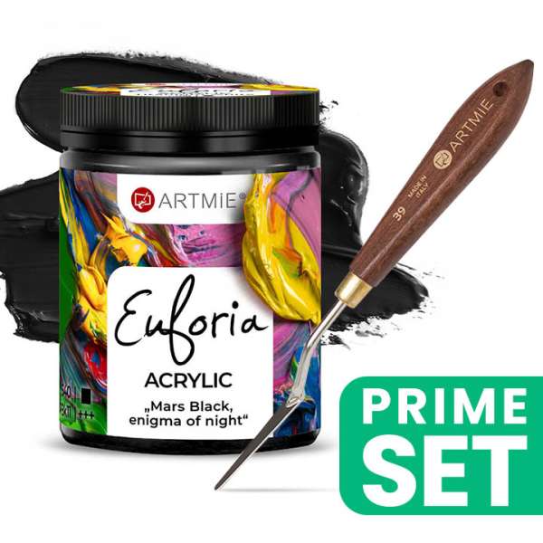 ARTMIE Euforia Mars fekete akril festék és palettakés készlet