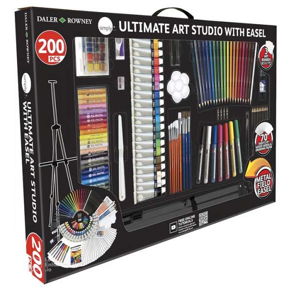 Nagy művészeti készlet Daler-Rowney 200 darabos festőállvánnyal