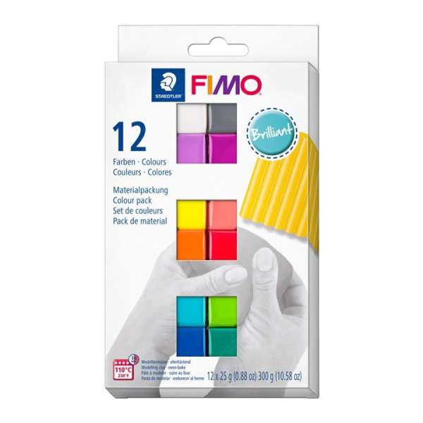 FIMO puha polimer gyurma készlet, ragyogó színek 12x25g