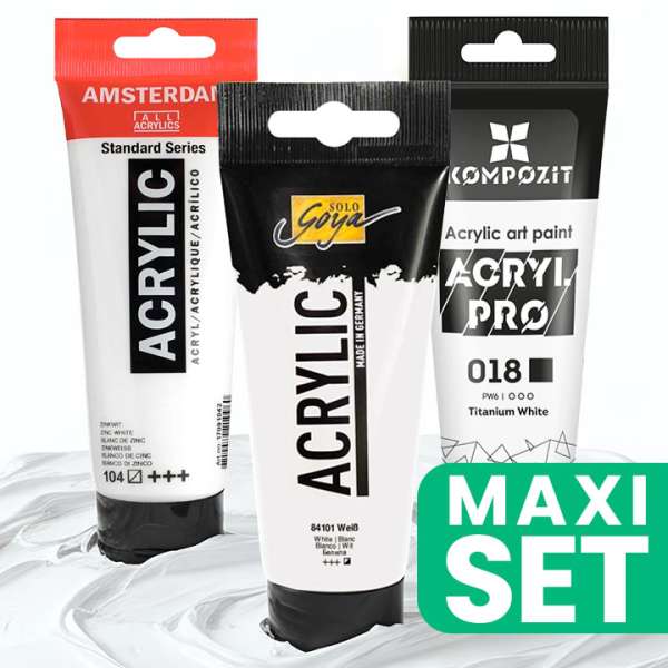 Előnyös 3 darabos akril fehér festék készlet