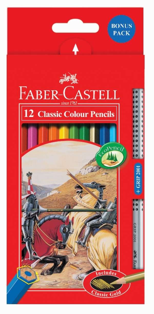 Castell szinesceruza készlet- 12 szín + GRIP 2001 ceruza GRATIS (Faber)