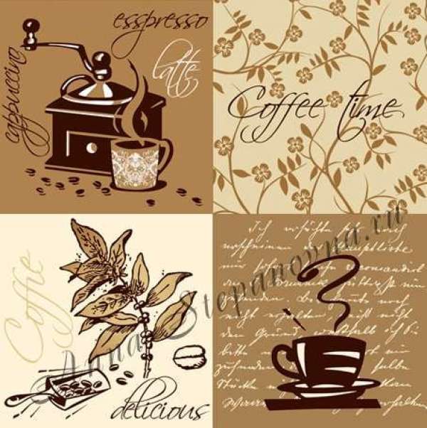 DECOUPAGE szalvéta - Coffe Time - 1 db (Decoupage  szalvétatechnika)