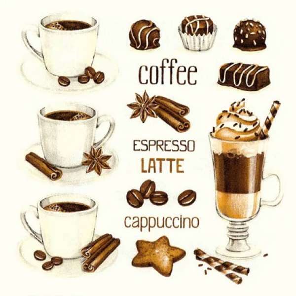 DECOUPAGE szalvéta - Coffe & Chocolate - 1 db (Decoupage )