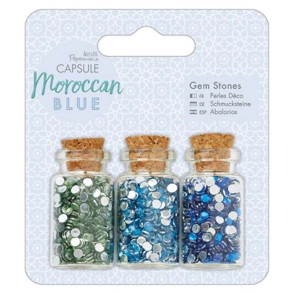 Színes kövecskék üvegben - Moroccan Blue - 3 db (színes kövecskék)