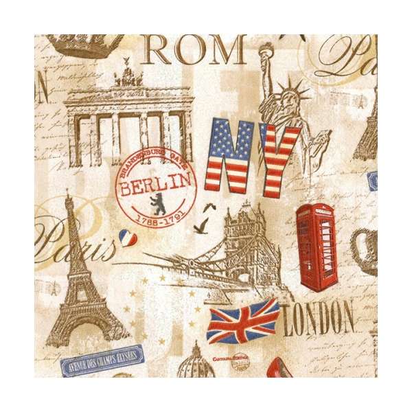 Decoupage szalvéta - Capitals all over - 1 db (decoupage szalvéták)