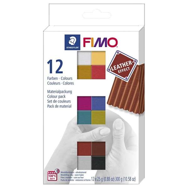 FIMO anyag bőrhatású - 12 szín (FIMO modellező  anyag)