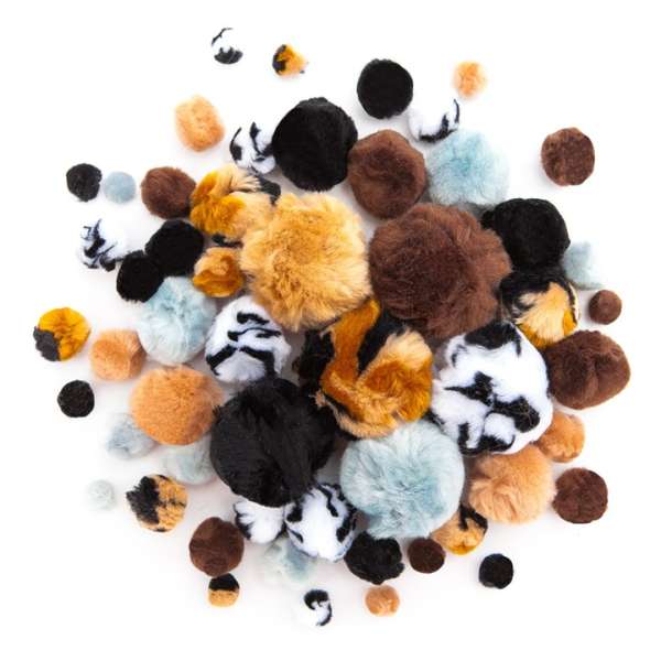 Akril Pom Poms állatmintás pomponok | 56 db