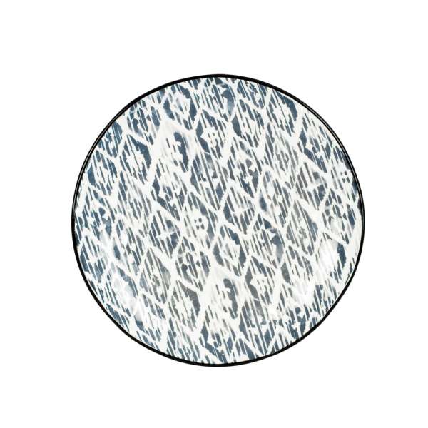 Blues  - Fehér-kék színű motívumokkal díszített főételes tányér