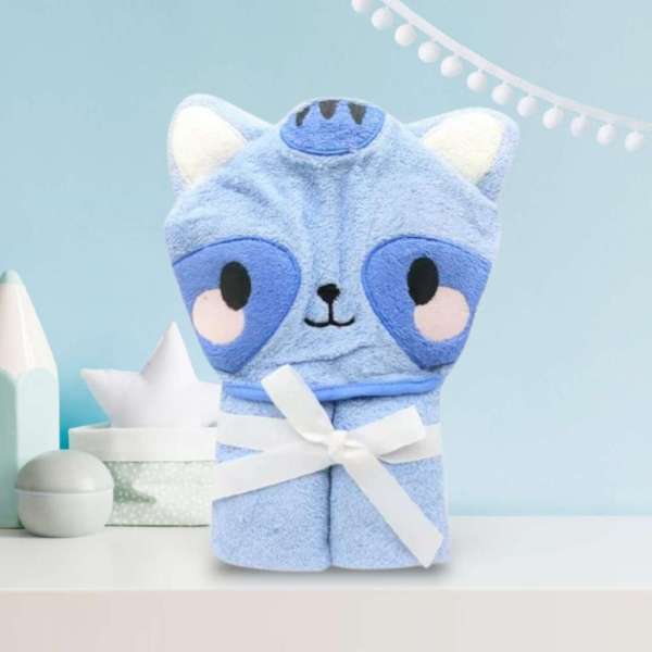 Mosómaci mintás kék baba törölköző/ kifogó - 76x76cm