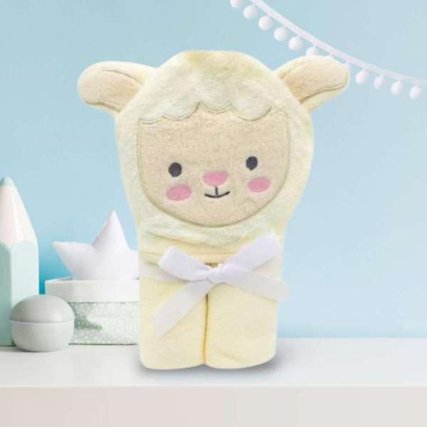 Bari mintás krémszínű baba törölköző/ kifogó - 76x76cm