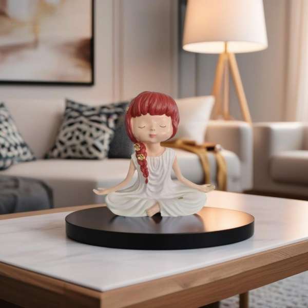 Meditáló lány szobor