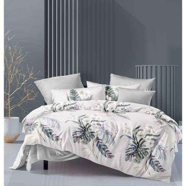 Szürke trópusi mintás 6 részes ágyneműhuzat