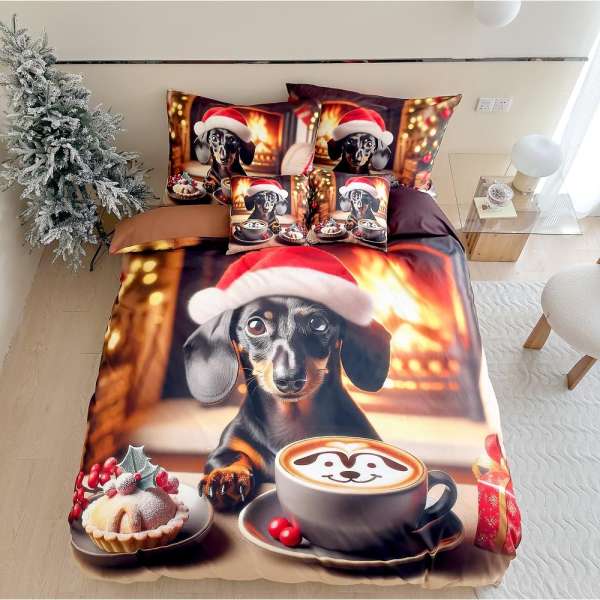 Karácsonyi kutya mintás 3 részes ágyneműhuzat