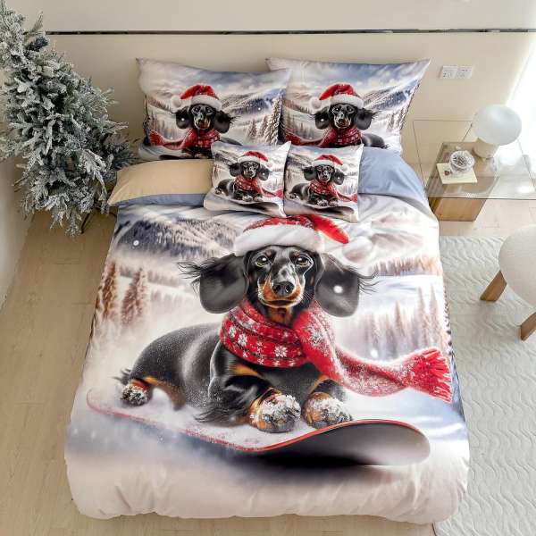 Karácsonyi kutya mintás 3 részes ágyneműhuzat