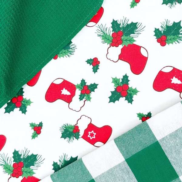 Zöld 3 részes karácsonyi konyharuha szett