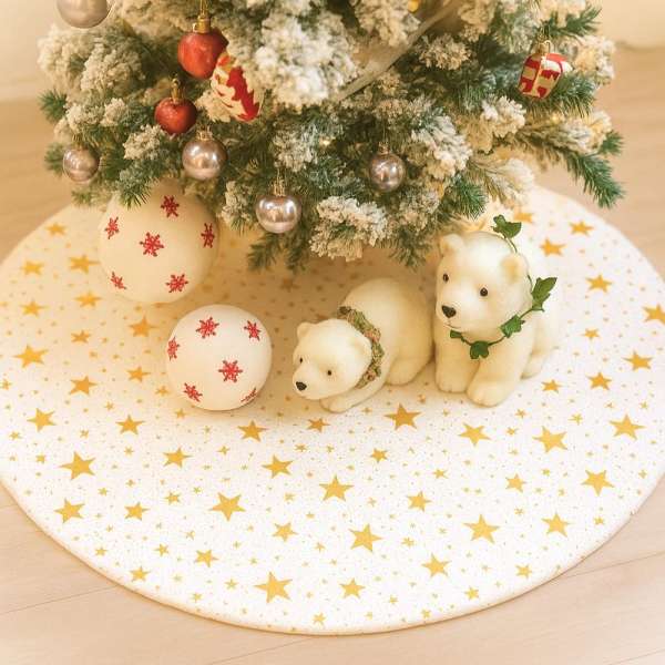 Karácsonyfa talp takaró - Arany csillag -  Ø 120 cm