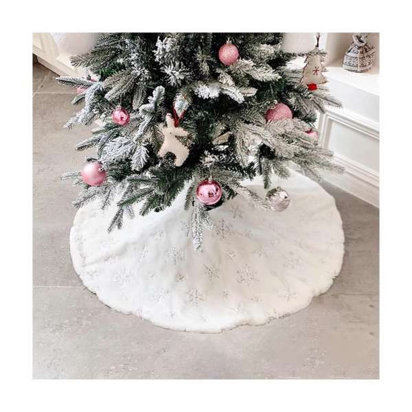 Karácsonyfa talp takaró - Ezüst hópehely - 90cm