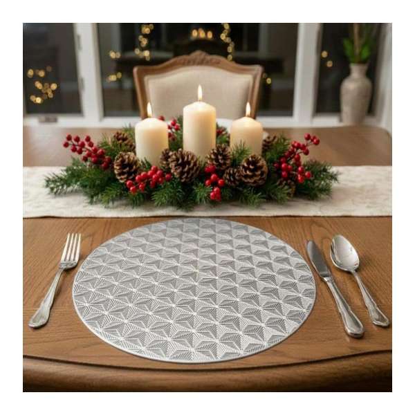 Csillagos kerek tányéralátét - Ezüst