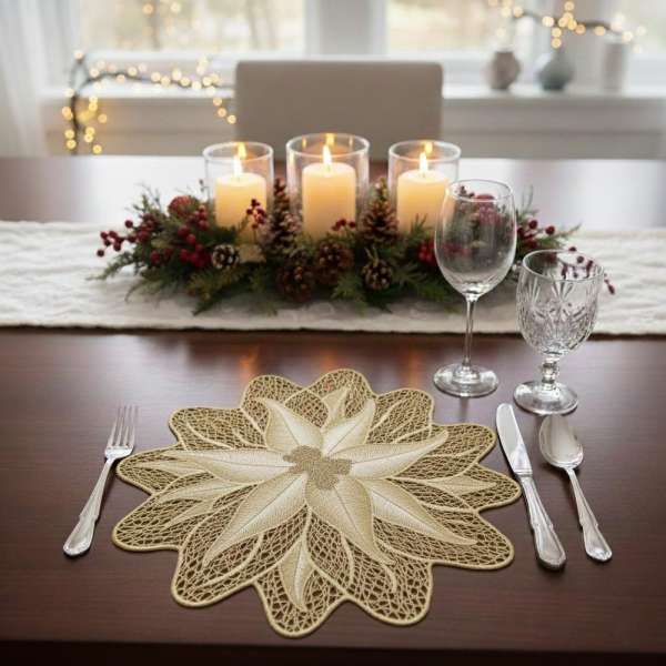 Mikulásvirág mintás tányéralátét - Arany