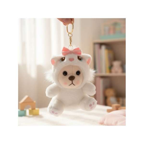 Plüss cica kulcstartó