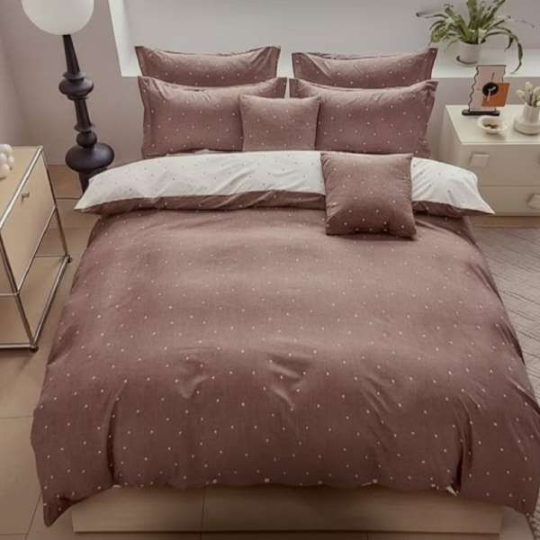 Apró pöttyös 3 részes ágyneműhuzat - Barna