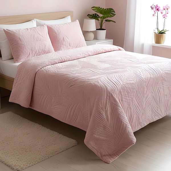 Bohém dombornyomott 3 részes ágyneműhuzat - Rózsaszín