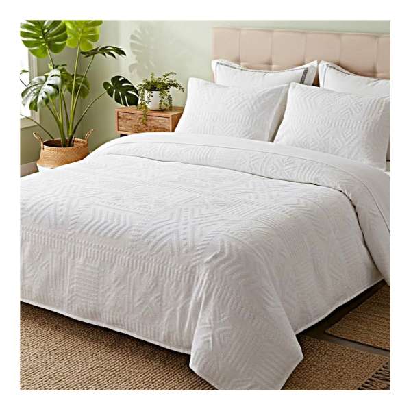 Bohém dombornyomott 3 részes ágyneműhuzat - Fehér