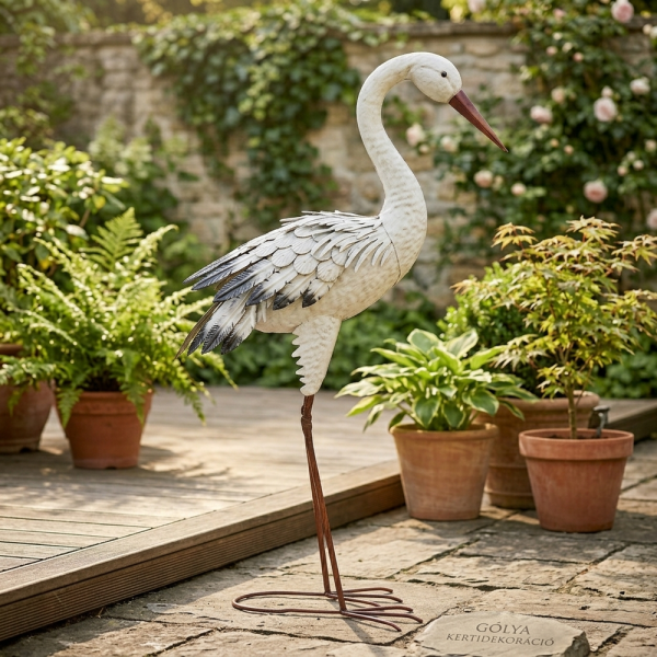 Gólya - fém dekoráció