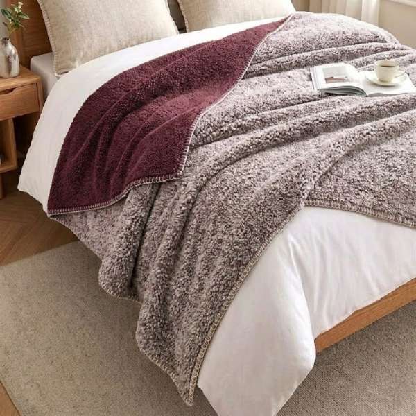 COZY - Burgundi sherpa takaró - 200x230 cm