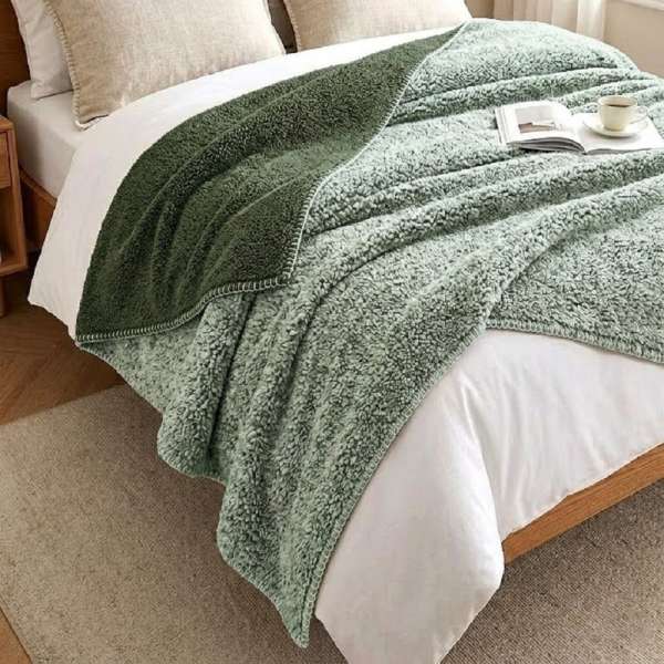 COZY - Zöld sherpa takaró - 200x230 cm