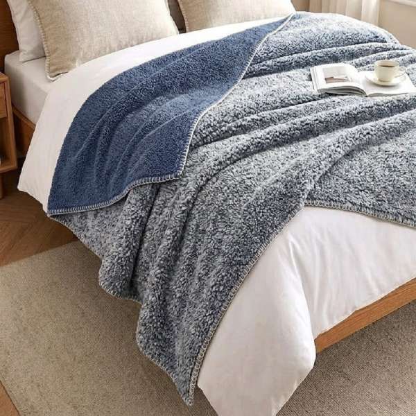 COZY - Kék sherpa takaró - 200x230 cm
