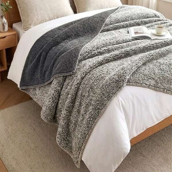 COZY - Szürke sherpa takaró - 200x230 cm