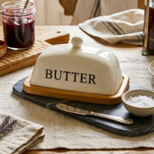 Butter - fekete feliratos kerámia vajtartó