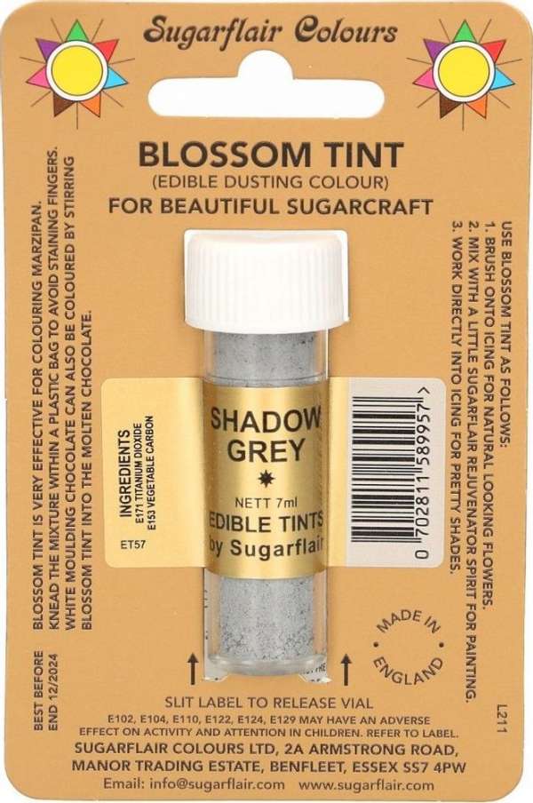 Ehető szürke porfesték - Shadow Grey - 7 ml - Sugarflair Colours