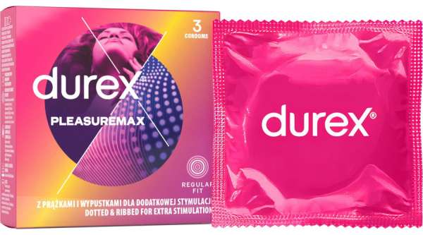 Durex Pleasure Max óvszer, 3 db, bordázott és pontozott kialakítás