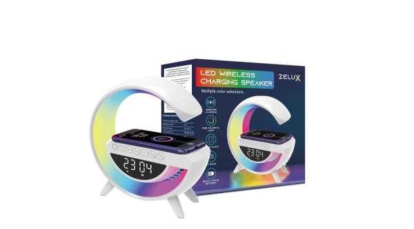 Zelux Multimédiás bluetooth hangszóró, vezeték nélküli töltőpad, RGB, LED lámpa