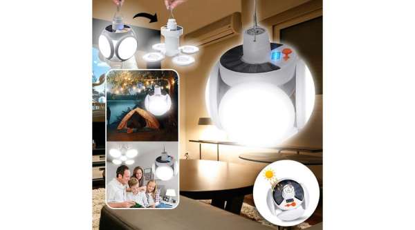 Kinyitható napelemes LED UFO lámpa, USB-vel tölthető, hordozható, állítható fény