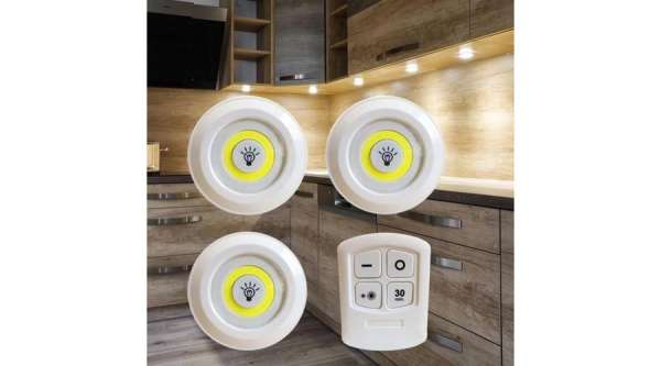 3 db intelligens vezeték nélküli LED-es szekrény alatti COB éjszakai világítás