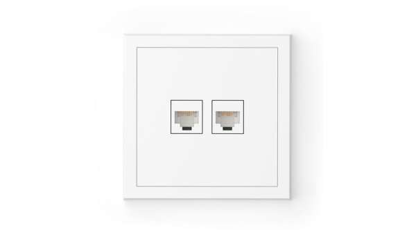 Adria dupla RJ45 CAT6 aljzat kerettel, fehér nagy sebességű hálózati csatlakozás