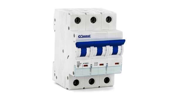 Commel 16A 3P MCB kismegszakító, C karakterisztikával, 6kA, IP20, DIN sínre szer