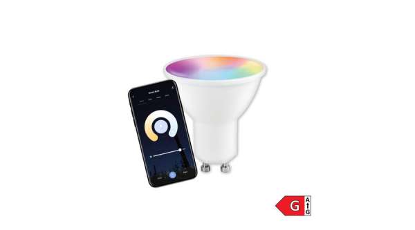 WiFi Okos LED Izzó GU10 – 5,5W, 400lm, RGB + 3000-6500K, Távoli és Hangvezérlés,
