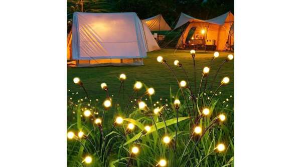 Napelemes szentjánosbogár 2 db x 10 LED Golyós Dekor, Melegfehér Fény, Alkonyérz