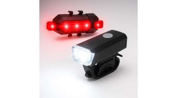 LED kerékpárlámpa szett, első és hátsó lámpa, USB-s, vízálló, akkumulátoros