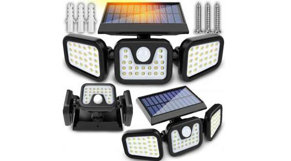 LED-es napelemes kültéri lámpa 3 az 1-ben: szürkület- és mozgásérzékelővel, erős