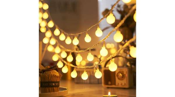 LED fényfüzér, 80 LED, 8,4 m, melegfehér, távirányítós, 8 programos, elemes