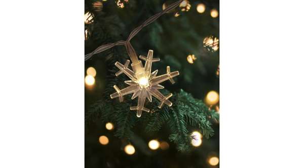 Hópelyhes LED Fénygirland, 20 LED, Meleg Fehér, Elemes, 2,2 m