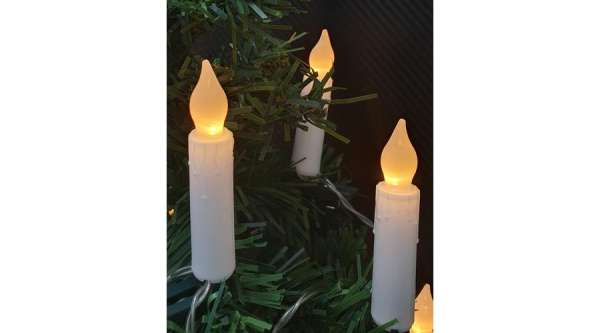 LED Gyertyás Fénydekoráció, 10 LED, Meleg Fehér, Elemes, 1,65 m Klipszes rögzítő