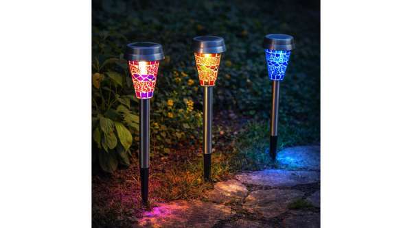 LED Szolár Napelemes Leszúrható Kerti Lámpa Mozaiküveg Dekor Búrával, 39 cm